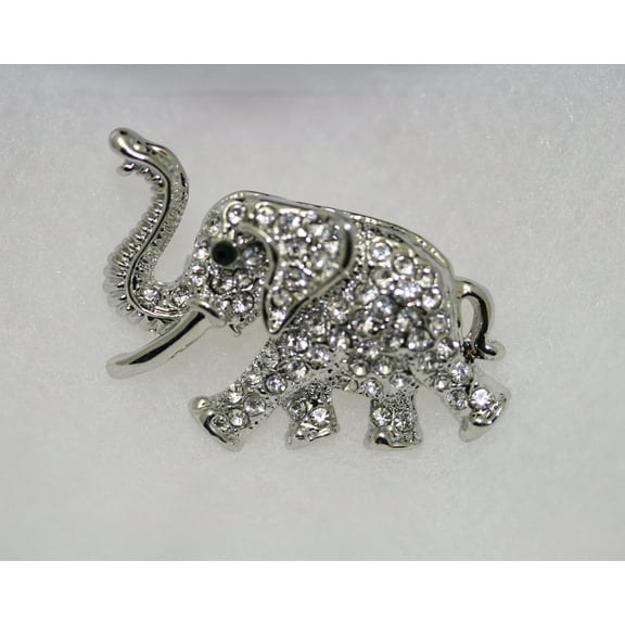 RHINESTONE ELEPHANT BROOCH! Adorable Animal Luck Pin, Crystal Animal Accessory Jewelry