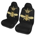 thumbnail image 2 of KAKALAD Golden Embroidery Patch Bee Crown Bee Car Seat Covers Set Vehicle Front Seats Protector 2 Pcs, 2 of 9
