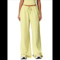 thumbnail image 1 of Pantalones Deportivos Casuales Holgados de Pierna para Mujer, Rectos, de Tiro Bajo, con Bolsillos con Cordón Elástico Amarillo XL, 1 of 8