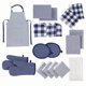 thumbnail image 1 of Juegos de Paños de Cocina y Paños de Cocina de 20 Piezas - Paños de Cocina de Algodón, Juego de Manoplas y Portavasos de Cocina Resistentes Al Calor, Delantal para Mujer con Bolsillo, Paños de Cocina Absorbentes para Secar - Ndigo, 1 of 7