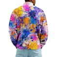 thumbnail image 2 of LNZGNM Mens Mardi Gras Carnival Shirt Quarter Zip Plus Size Carnival Graphic Printed Sweatshirt Stand Collar Long Sleeve Top Casual Carnival Outfits,Purple 4XL, 2 of 7