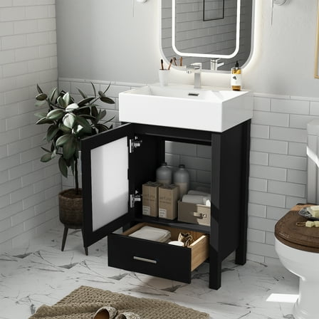 20-Inch bathroom vanity with ceramic sink and ample storage - ideal for small bathrooms