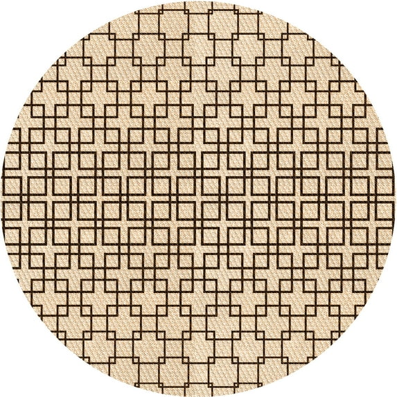 Ahgly Company Indoor Round Patterned Sienna Brown Area Rugs, 5' Round