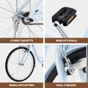Viribus 26 City Cruiser Bicycle with Carbon Steel Frame Dual V Brakes Basket for Women Adults,Blue
