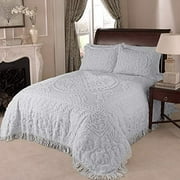 Beatrice Home Fashions Medallion Chenille Bedspread, King, Gray