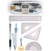 YBoCH Geometry Math Geometry Kit 8 Pieces - Student Supplies Drawing Compass, Protractor, Rulers, Pencil Lead Refills,