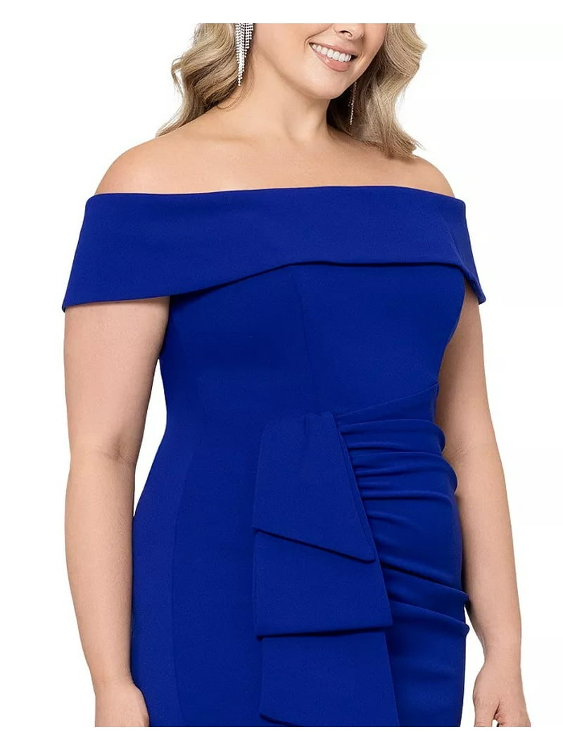 Xscape Plus Size Off-the-Shoulder Gown - Marine - Size 14W