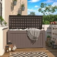thumbnail image 6 of Patiowell 120 Gallon Large Deck Box, Outdoor Lockable Storage Box for Gardening Tools, Waterproof Deck Box for Patio Furniture, Brown, 6 of 7