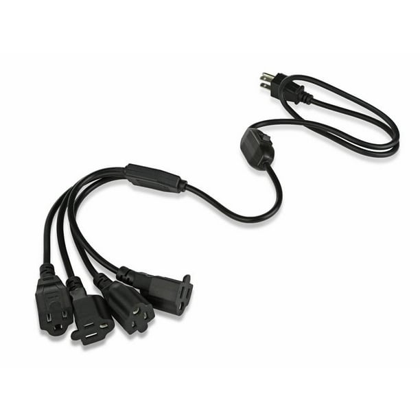 4Outlet Extension Cord Splitter, 6’ Foot Long Indoor and Outdoor