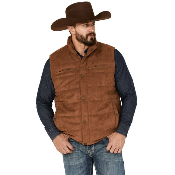 Cody James Men's Faux Suede Puffer Vest - CJFA22V78-CAMEL