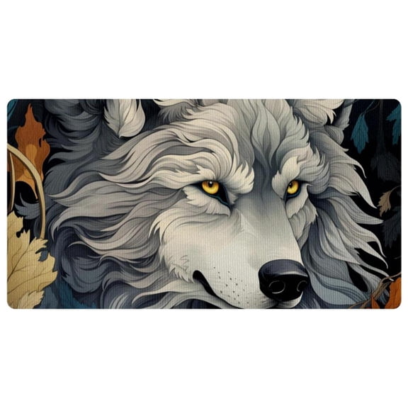 Kitchen Anti Fatigue Mat Non Skid Kitchen Floor Mat Vintage Comfort Standing Desk Office Farmhouse Runner Mat for Laundry, Wolf