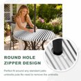 thumbnail image 4 of Round Outdoor Tablecloth with Umbrella Hole and Zipper, Ombre Black Grey Striped Tablecloth with Elastic Waterproof, Farmhouse Modern Stripes Patio Table Covers for 45" - 54" Picnic Pool Tables, 4 of 9
