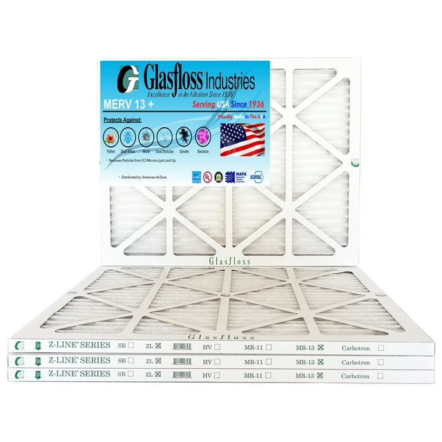 Glasfloss 24x30x1 MERV 13 Qty4 Furnace Air Filter Made in USA
