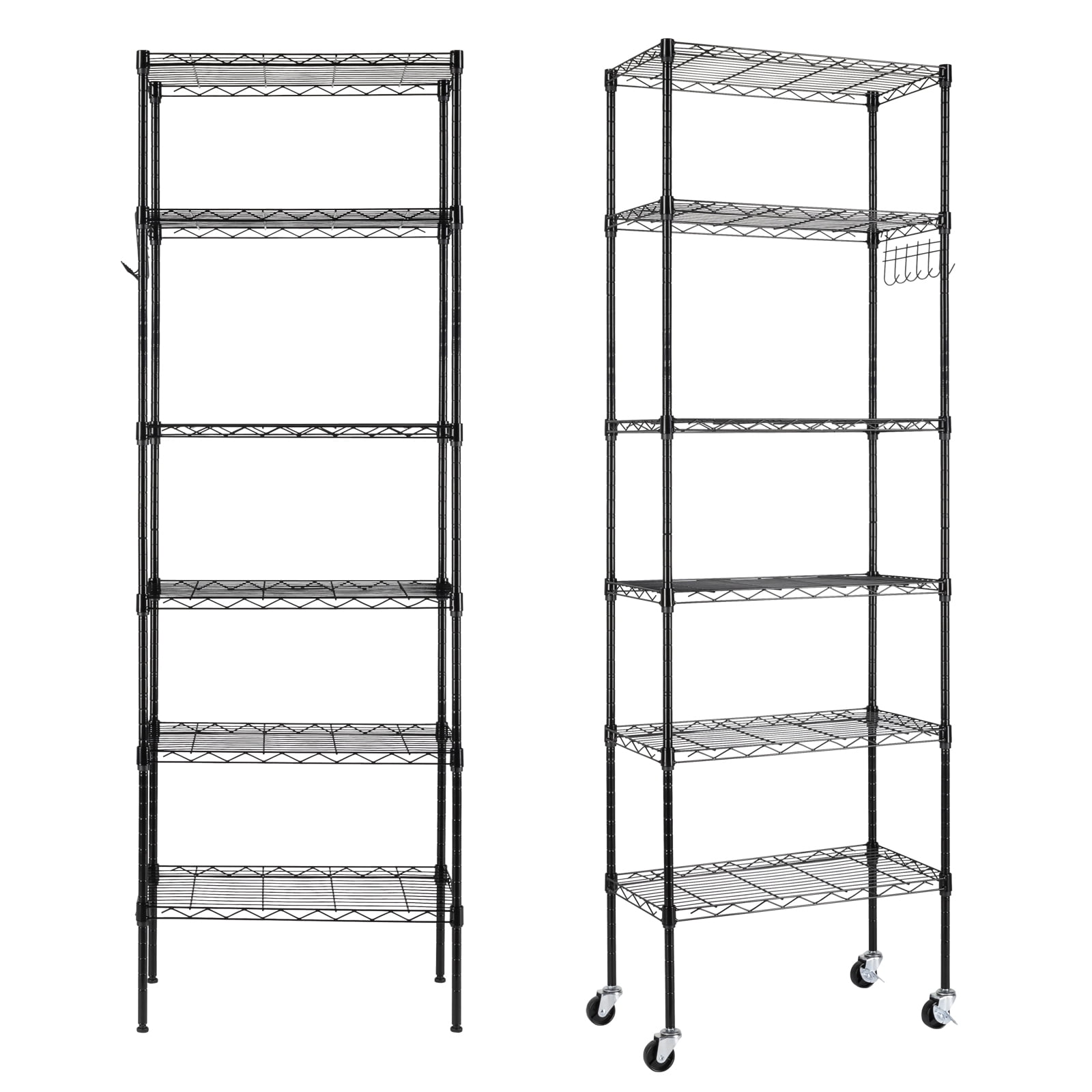 Ktaxon 6 Tier Wire Shelves, Adjustable Steel Storage Rack Organizer for Kitchen Garage Bathroom, 21.6"W x 11.8"D x 65"H, Black