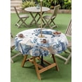 thumbnail image 4 of Outdoor Tablecloth with Umbrella Hole for Patio/Picnic/Party/Camping, Blue Crab Coastal Waterproof Table Cloth Round Cover Washable, Beach Starfish Nautical Coral Shell (Dia 60"), 4 of 8