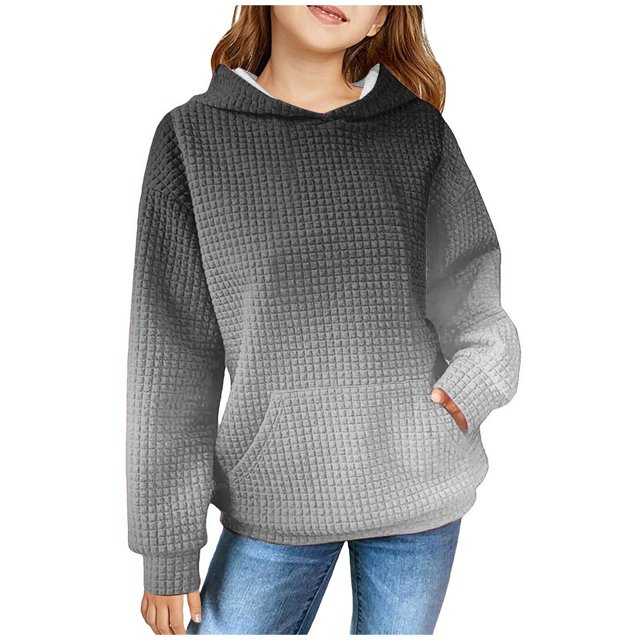 JAKANYQ Chandail en Molleton à Manches Longues pour Enfant, Style Décontracté, Gris, 9-10 Ans