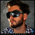 thumbnail image 2 of Mens Oversized Shield Curved Wrap Rectangular Plastic Sporty Sunglasses Tortoise - Brown, 2 of 8