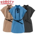 thumbnail image 4 of Túnica pirata para novios del Renacimiento medieval para niños, disfraz de LARP con cordones, camisa de guerrero vikingo de la Edad Media, 4 of 5