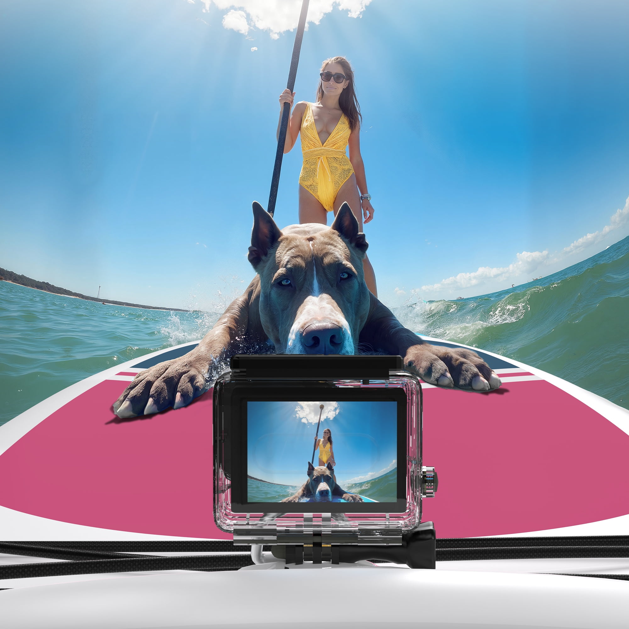 Garvee Inflatable Stand-up Paddle Board, 10.6' x 32'' x 6'', with Camera Mount, Rose Red