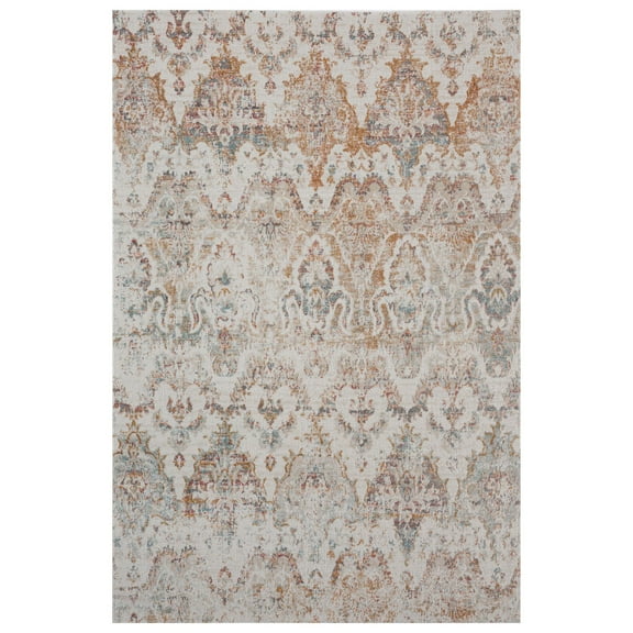 Laddha Home Designs 5.25' x 7.75' Beige and Blue Rustic Damask Rectangular Outdoor Area Throw Rug