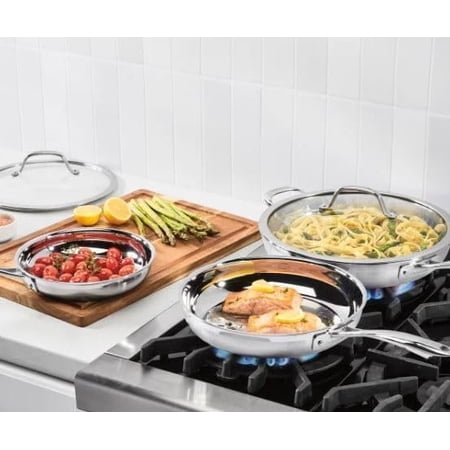 Cuisinart Tri-Ply Clad Stainless Steel 3-Piece Skillet Set, with Heat Surround™