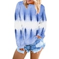 thumbnail image 1 of Femmes Sweat-Shirt à Manches Longues Colorblock Tie Dye Imprimé Pull Tops, 1 of 6