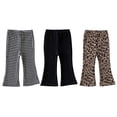 thumbnail image 6 of 3Pcs Girls Checked Flare Pants Leopard Dot Print Casual Bell Bottom Trousers Elastic Waist Lightweight Summer Bottoms 1-12 Years, 6 of 6