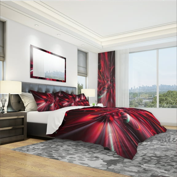 Designart 'Red Implosion' Modern & Contemporary Duvet Cover Set