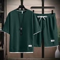 thumbnail image 5 of Men 2 Piece Outfits Summer Shorts Sets Tracksuit Crewneck T-Shirts And Drawstring Pants Casual Comfy Jogging Set, L, 5 of 5