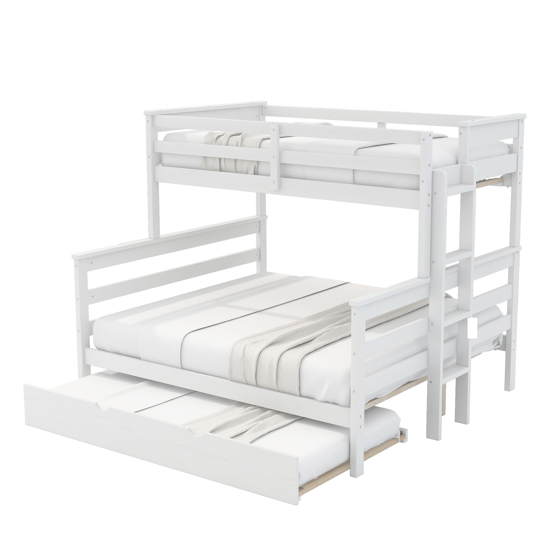 Noble House Zahra Twin XL over Queen Detachable Bunk Bed with Pull-out Guest Trundle, 3-in-1 Sleeping Solution, White