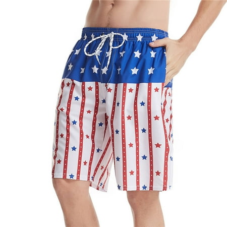 

Drindf 4th of July Shorts for Men New Summer Solid Sport Swimming Quick Drying Casual Loose Beach Pants For Men Multicolor Size 4XL