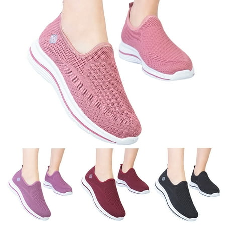 

PEASKJP Womens Platform Sneakers Mesh Breathable Comfort Casual Walking Shoes Jogger Sneakers Red 7.5