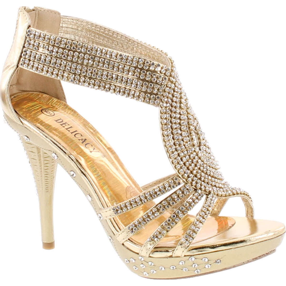 Delicacy 07 Womens Rhinestone Event Dress Sandals Gold, Gold, 9 ...