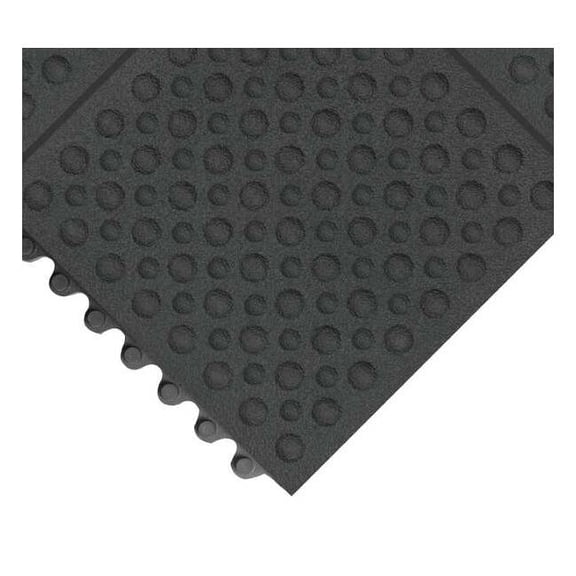 Antifatigue Mat, 3 ft. L x 3 ft. W, 3/4" Thickness, Rubber, Bubble, Black
