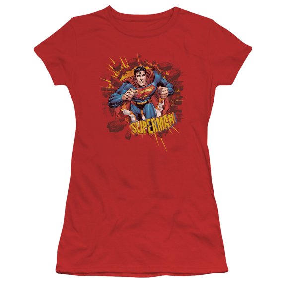 Superman - Sorry About The Wall - Juniors Teen Girls Cap Sleeve Shirt - Small