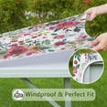 thumbnail image 6 of Flower Print Elastic Fitted Tablecloth - Watercolor Flowers Pattern Square Table Cover, Windproof Snug Fit Outdoor Picnic Table Protector, Washable Cute flowers Design (34x34 Inches), 6 of 6
