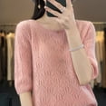 thumbnail image 3 of Pullover Women‘s O-neck Pure Sweater Comfortable and Versatile Women‘s Knitted Thin Short Sleeve T-shirt 100% Wool Sweater Hot, 3 of 5