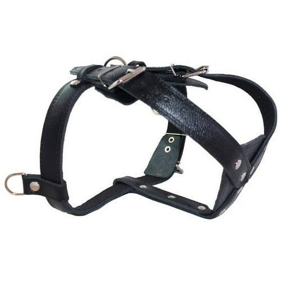 High Quality Genuine Black Leather Dog Pulling Walking Harness XLarge. 33"-37" Chest 1.5" Wide Straps, Padded
