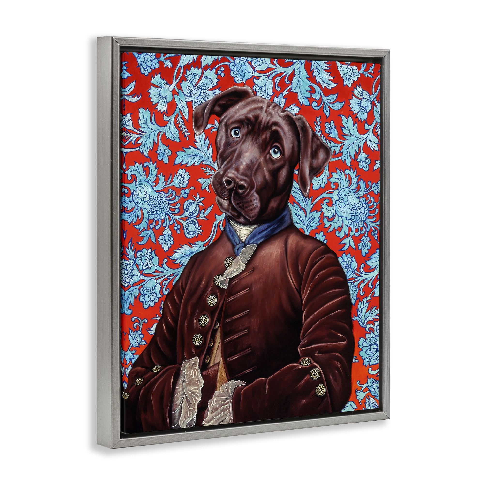 Stupell Industries Charming Labrador Composition Gray Framed Floater Canvas Wall Art, design by Jane R. Talton