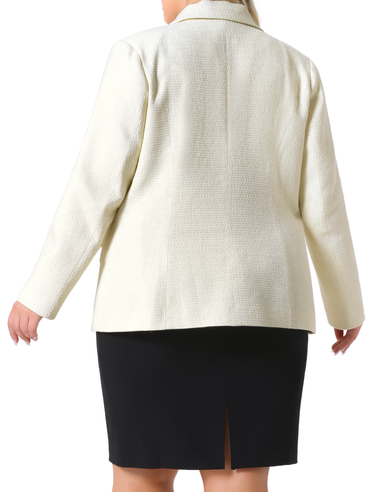 DARING DIVA Women's Plus Tweed Blazers Work Office Blazer Jackets Beige 2X
