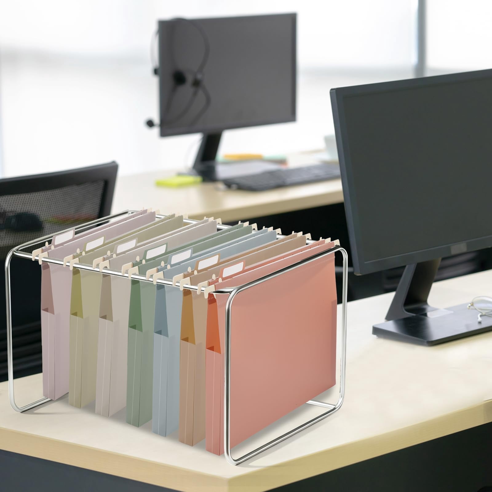 16 Pack Plastic Hanging File Folder Letter Size 1inch Expanding Folders With Tabs Extra Capacity Hang Heavy Duty For Filing Cabinet Designed Bulky Files Morandi Colors