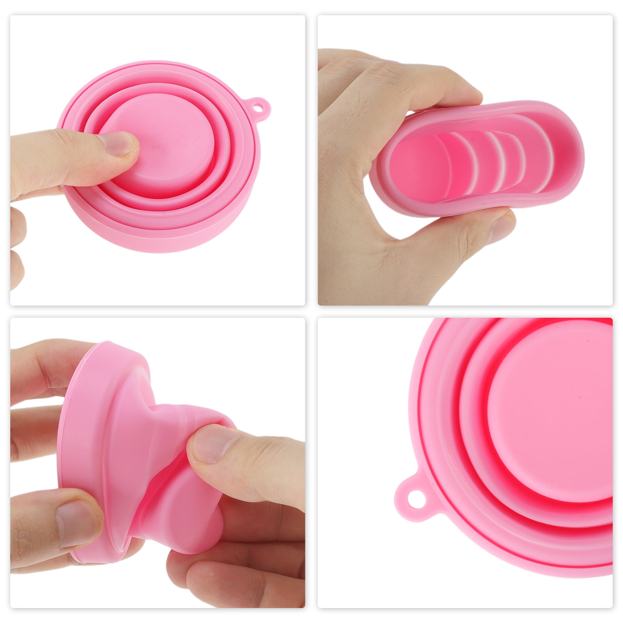 Unique Bargains Folding Cup with a Folded Height of 2cm and a Capacity of 100ml Pink