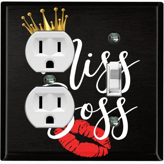 Metal Light Switch Plate Cover Queen Crown Kiss Miss Boss SGN003
