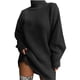 thumbnail image 4 of Vestido de punto suelto de Color sólido para mujer 2023 Otoño Invierno nuevo vestido suéter de mujer de manga larga jersey de cuello alto vestido suéter, 4 of 6