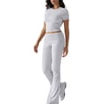thumbnail image 1 of Pantalón de Traje de Corta Ajustado de Color Liso Gris XL, 1 of 9