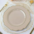 thumbnail image 6 of Efavormart 10 Pack | 11" Taupe Hard Plastic Dinner Plates, Disposable Tableware, Baroque Heavy Duty Plates with Gold Rim, 6 of 11