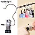 thumbnail image 2 of LEFU Stainless Steel Adjustable Clothes Hanger Clips - Space Saving Multifunctional Pants Hangers for Jeans, Shorts, Skirts - Versatile Home Kitchen Travel Camping Organizer (30 Pack), 2 of 4