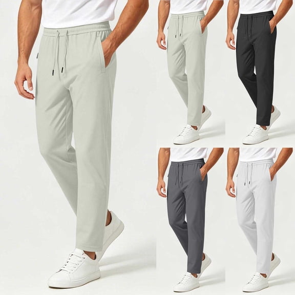 Mens Golf Pants Lightweight Quick Dry Workout Athletic Jogger with Zipper Pockets Hiking Running Gym Big and Tall Size M-5XL Gray