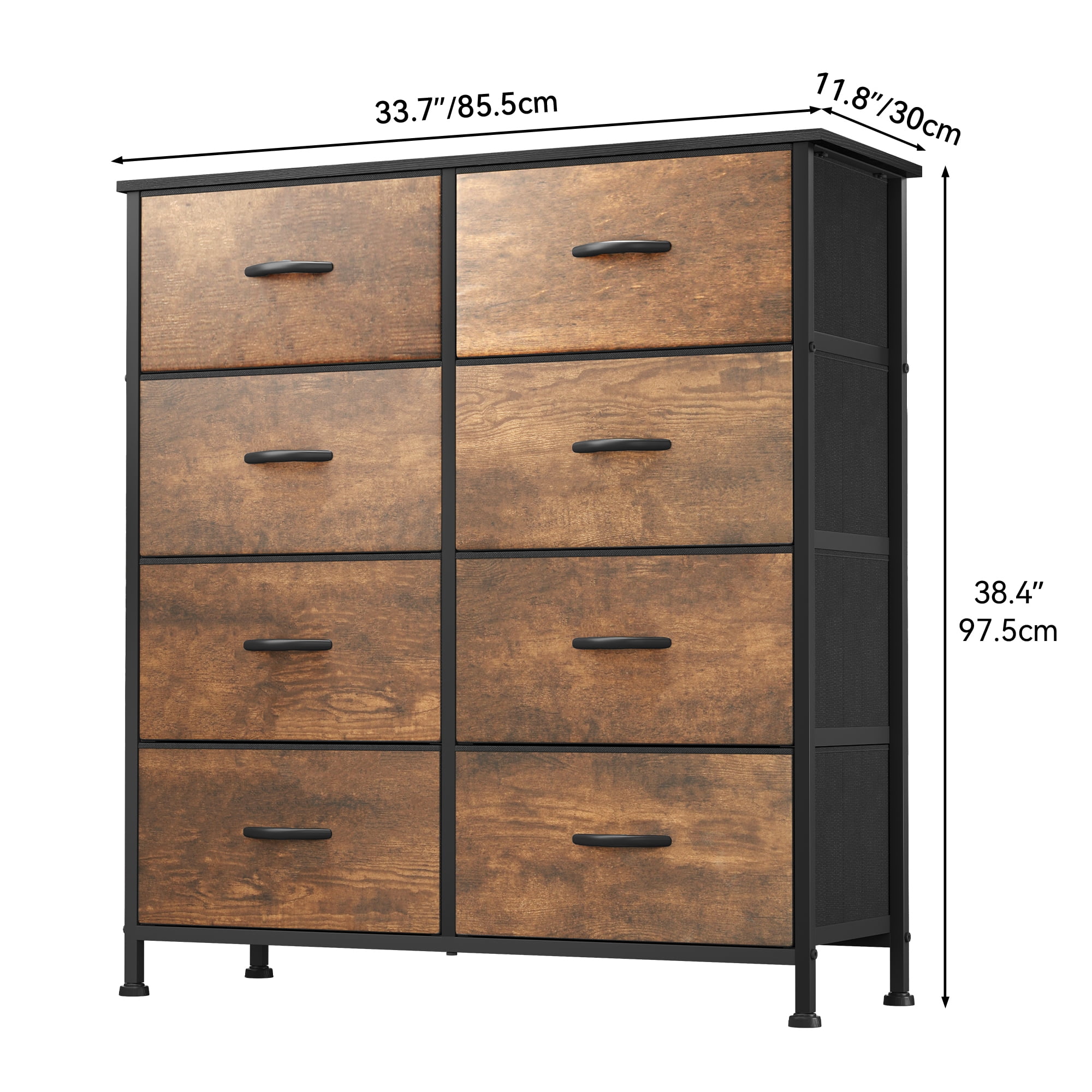 Uforic Drawer Dressers for Fabric Chest of Drawer Storage Dressers for Living Room Rustic Brown