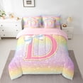 thumbnail image 2 of Homewish Ribbon Initial D Letter Bedding Comforter Set 7pcs, Dreamy Cartoon Rainbow Queen Bedding Sets, Glitter Stars Print Reversible Queen Sheet Sets, Super Cozy Room Decor, 2 of 7